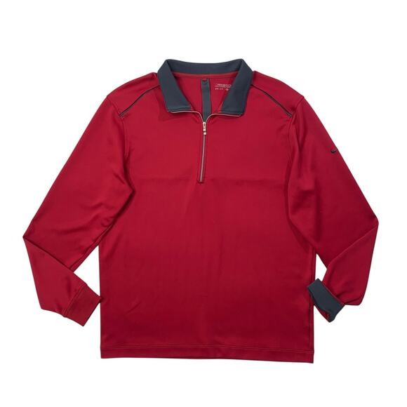 Nike Sweatshirt Mens M Medium Wine Red Golf Dri Fit Quarter Zip Pullover - Picture 1 of 13